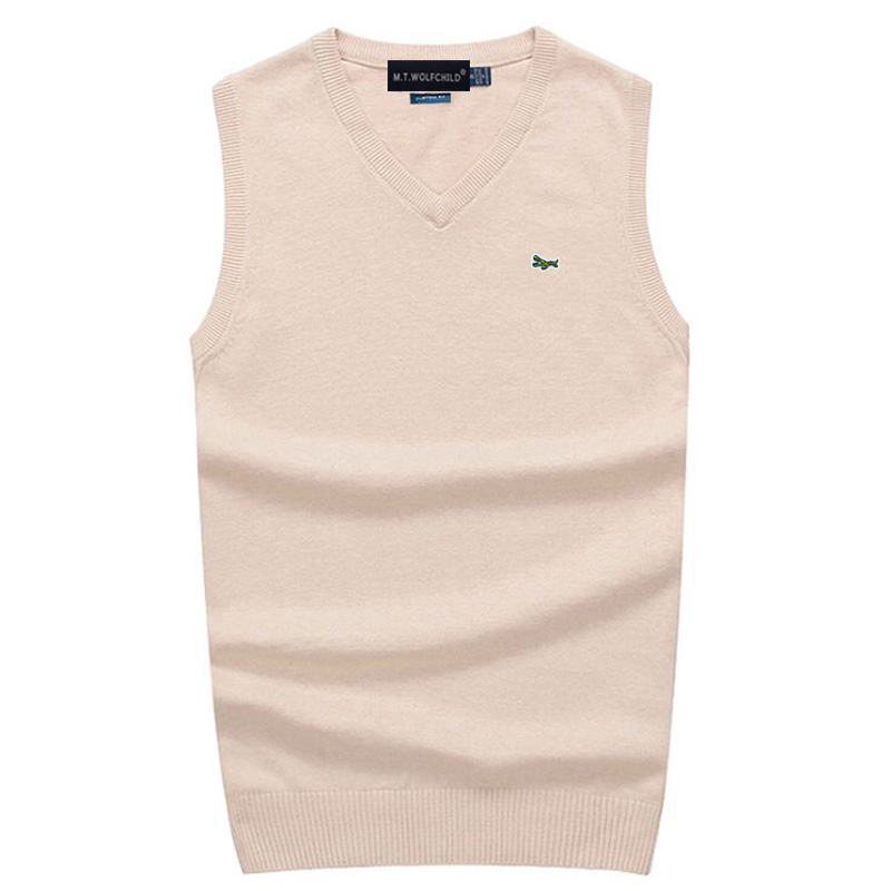 100% Cotton High Quality Autumn Winter Mens V-Neck Knitted Vest Casual Sleeveless Mens Sweaters Fashion Brand Male Tops M-3XL