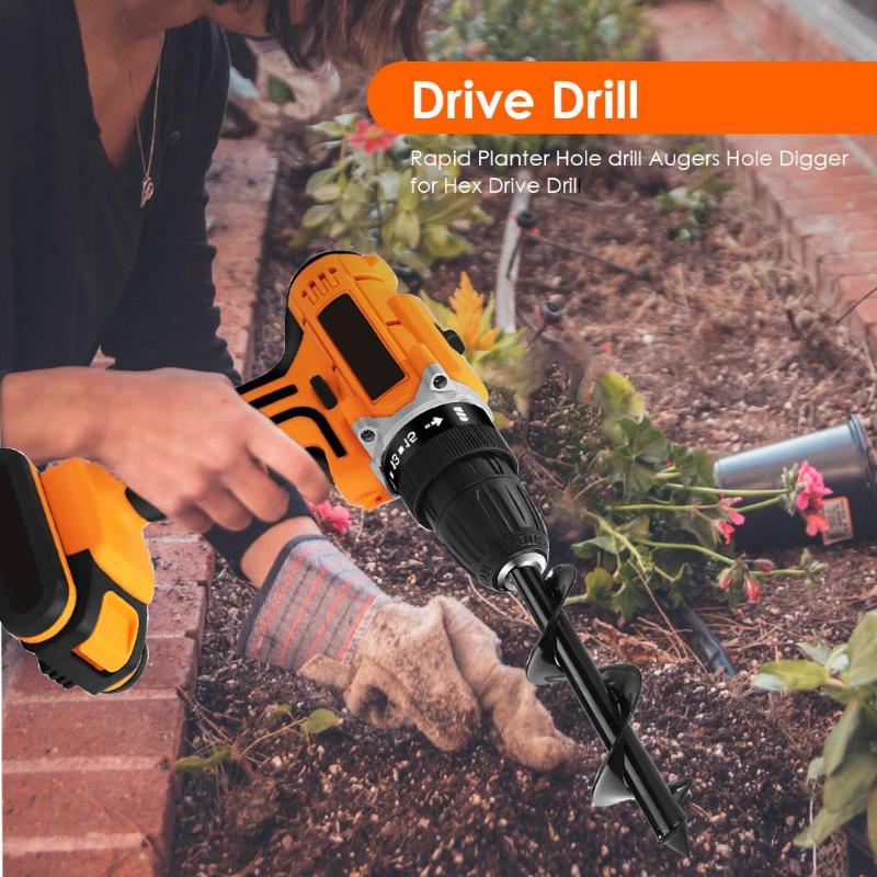 Garden Auger Spiral Drill Bit Flower Planter Bulb HEX Shaft Drill Auger Yard Gardening Bedding Planting Hole Digger Tool