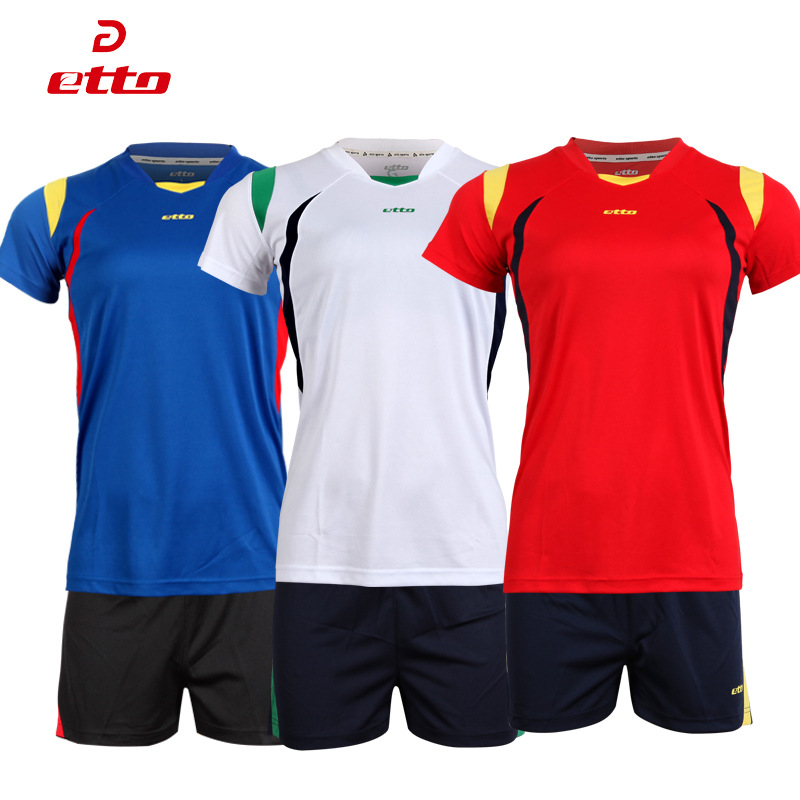 Etto Short Sleeve Volleyball Suit Breathable Quick Dry Sportswear Shorts & Jersey Volleyball Set Team Training Tracksuit HXB007