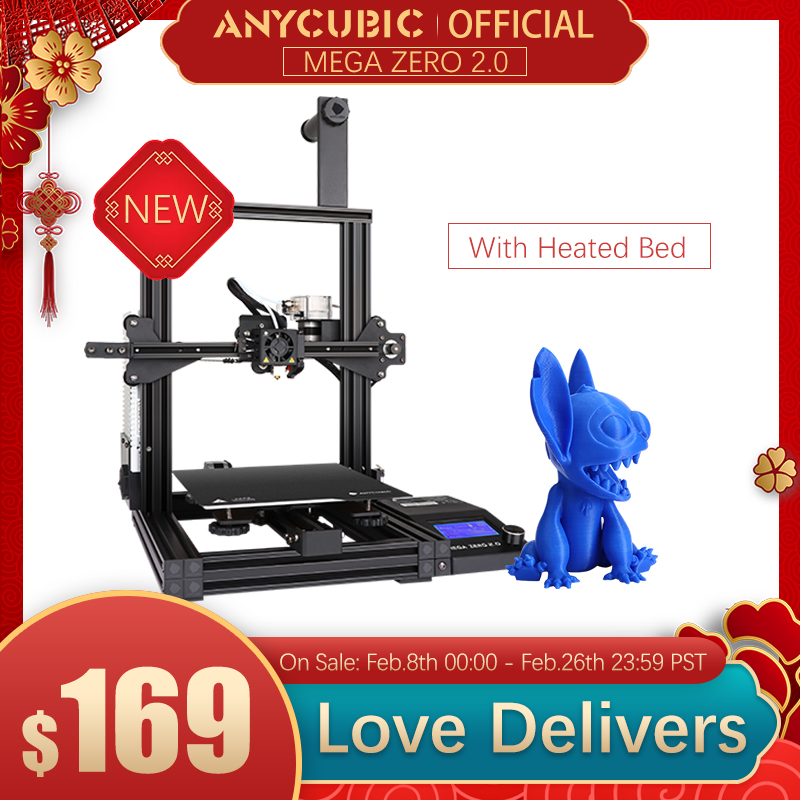 New ANYCUBIC 3D Printer, Mega Zero 2.0 3D Printing with Hot Bed All-Metal Frame FDM DIY 3D Printers 220x220x250mm