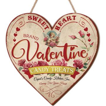 Vintage Sweetheart Heart Wooden Door Hanger