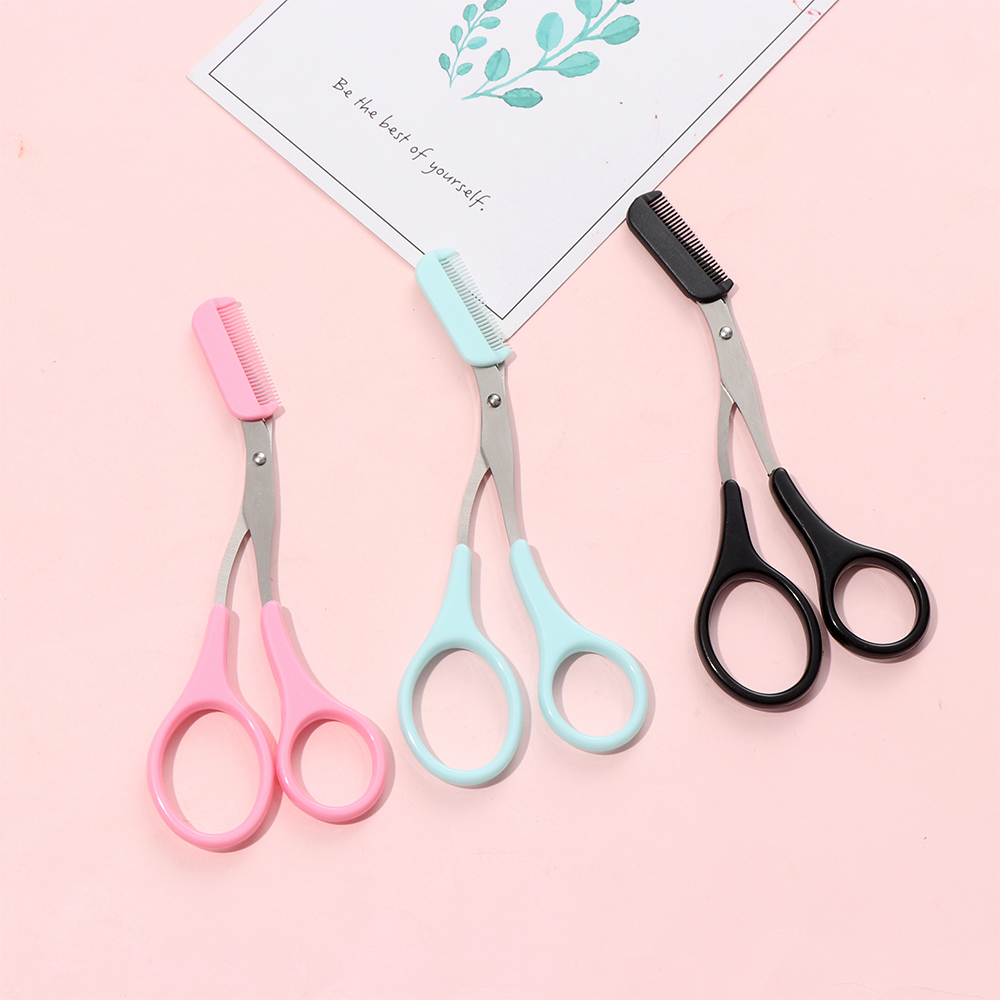 1 PC Eyebrow Trimmer Scissors With Comb Stainless Steel Hair Remover Grooming Eyebrow Makeup Scissors Fashion Makeup Tools