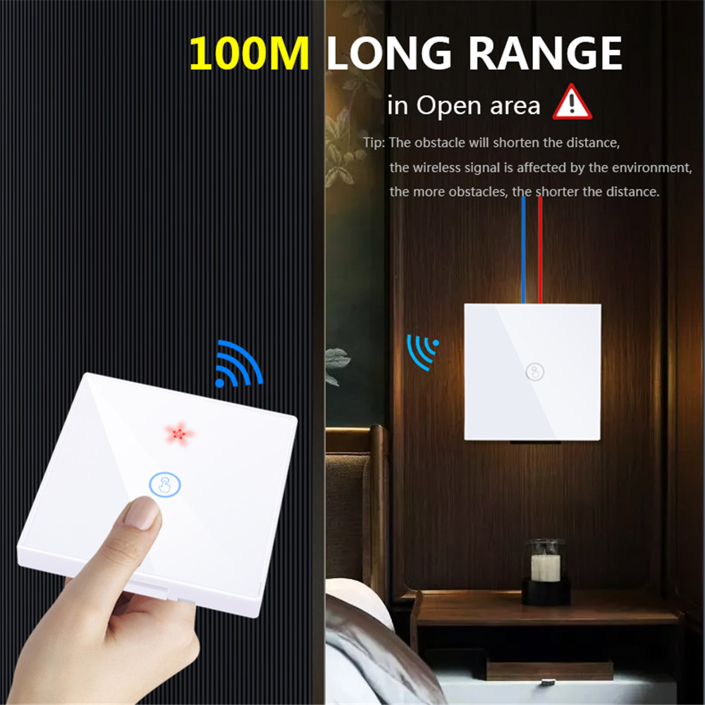 SMATRUL Smart Wireless Touch Electrical Switch Light 433MHZ RF Remote Control Glass Screen No Neutral Wire Wall Panel led Lamp