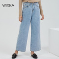 Wixra 2019 New Stylish Wide Leg Denim Jeans Pants High Waist Pockets Loose Trousers Spring Autumn Women's Clothing