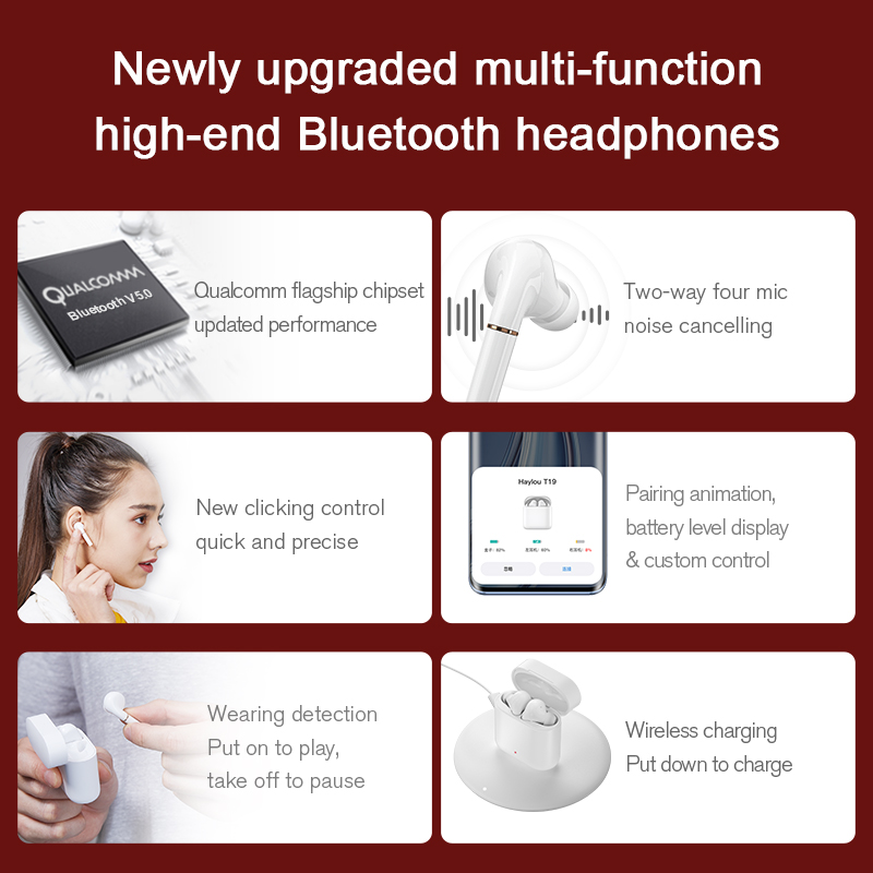 Original Haylou T19 TWS Bluetooth Earphones,APTX Infrared Sensor Touch Wireless Headsets,Two-four Mic Smart Noise Cancelling