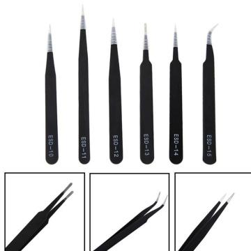 6Pcs /Set Tweezers High Precision ESD Tweezer Set stainless Tweezers tools kit for BGA Sundry Repair Non Magnetic wholesale