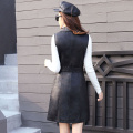 Aelegantmis High Quality Plus Size 4XL PU Leather Women's Vest Long Trench Coat Female Sleeveless Waistcoat Faux Leather Blazer