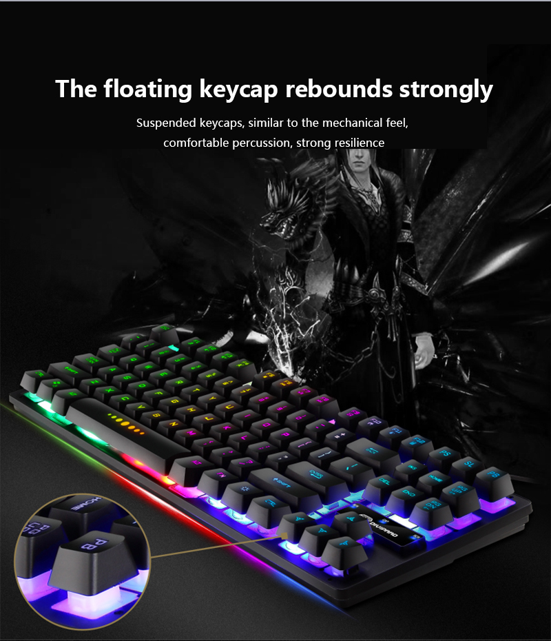 GK-10 Luminous Characters Through 87-key Notebook Gaming Manipulator Keyboard For Compuer Gamer Keyboards For Lol
