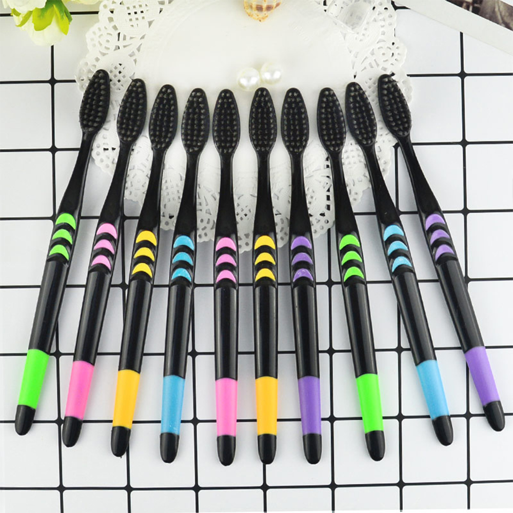 10 pcs family Set Toothbrush soft bamboo charcoal adult cleancare gums fine hair home unisex Healthy Teeth Cleaning Brush