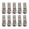 BQLZR 2.55x0.74inch Bend Pipe Metal Bearing Pulley Block with Two Plastic Wheel for Sliding Door Window Cabinet Pack of 10