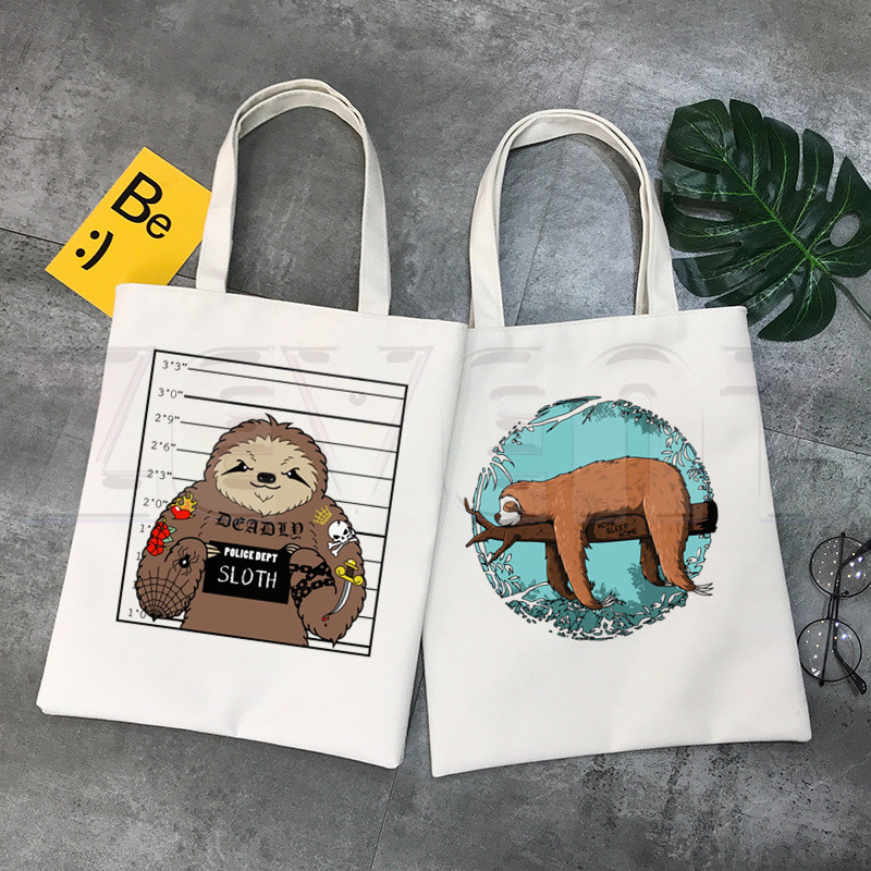 Snooze Lazy Sloth Ullzang Hip Hop Hipster Cartoon Print Shopping Bags Girls Fashion Casual Pacakge Hand Bag