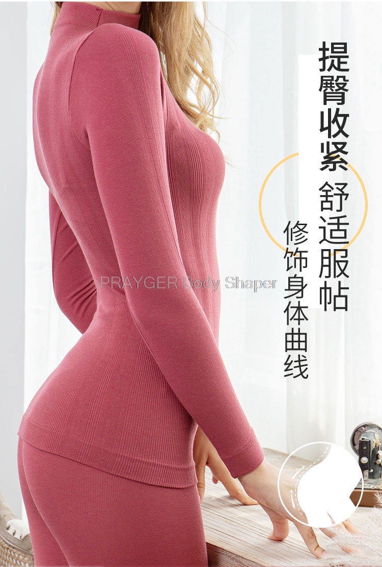 Solid Color Slim Women's Thermal Underwear Set Winter Turtleneck Cotton Long Johns Female Second Skin Thermo Clothing