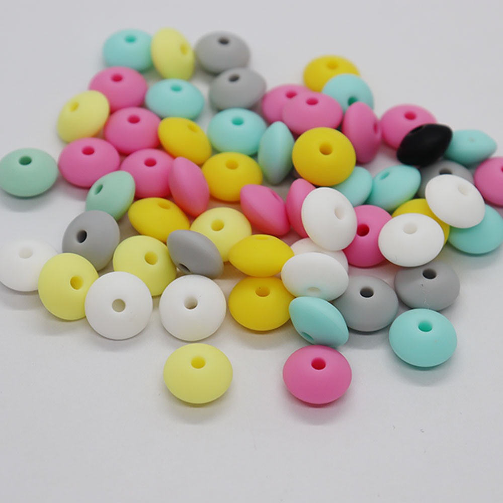 50Pcs Round Perle Silicone Lentil Beads 12mm DIY Newborn Teething Necklace Toys BPA Free Siliconen Kralen Mordedor Loose Bead