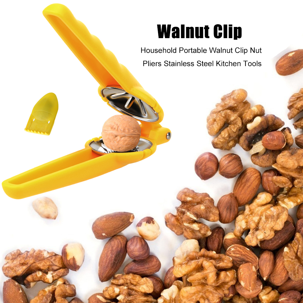 Household Portable Nut Opener Cutter Gadgets 2 in 1 Quick Chestnut Clip Walnut Pliers Metal Nutcracker Sheller Kitchen Tools