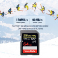 SanDisk Memory Card 32GB SD Card 64GB 128GB 256GB SDXC Extreme PRO 170MB/s Flash Drive for Camera