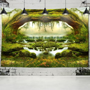 Natural Scenery Wall Tapestry Arched Tree Hole Psychedelic Carpet Wall Cloth Tapestries Tenture Hippie Mandala Tapiz Landscape