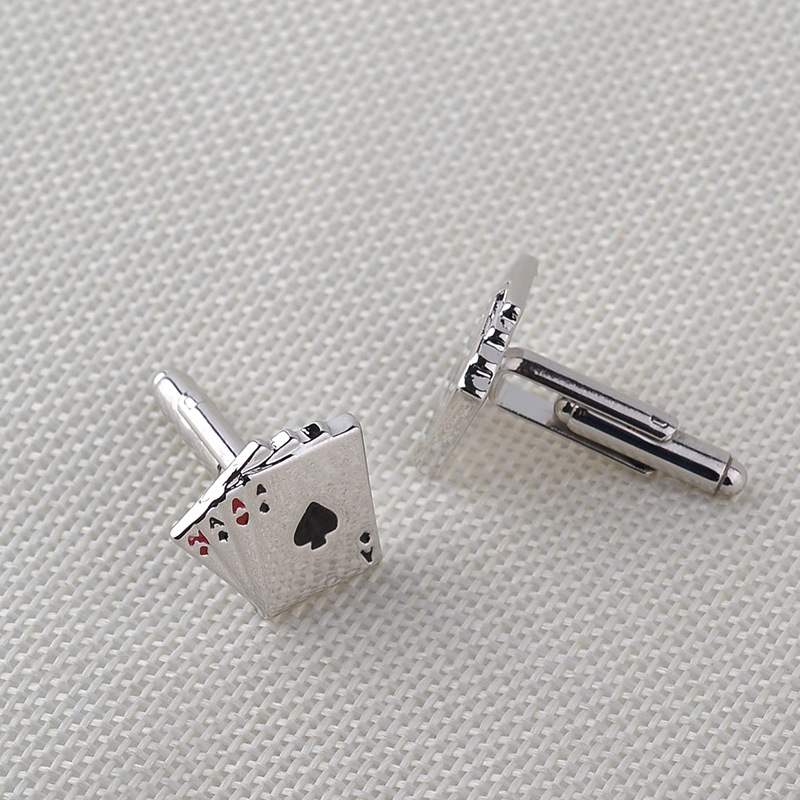 French Men Cufflinks Shirt Suit Business Cuff Links Gamble Poker Unique Design Fashion Jewelry Gifts Wholesale Dropshipping
