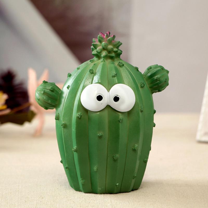 Cute Cartoon Cactus Facial Expression Money Boxes Unique Fun Cactus Plant Resin Piggy Bank Creative Home Decoration