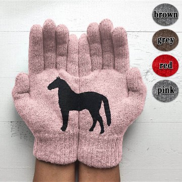 Dog Bones Printing Ladies Woolen Gloves Autumn And Winter Outdoor Warm Gloves Ski Gloves Cycling Tool перчатки зимние