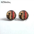 NES-0020 Glass Cabochon Stud Earring Vintage Books Stud Earrings Books Jewelry Time to Read Ear Studs Women HZ4