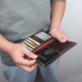 RFID Wallet Crazy Horse Leather Passport Holder Photo Card Case Mens Fold Purse R-8457R