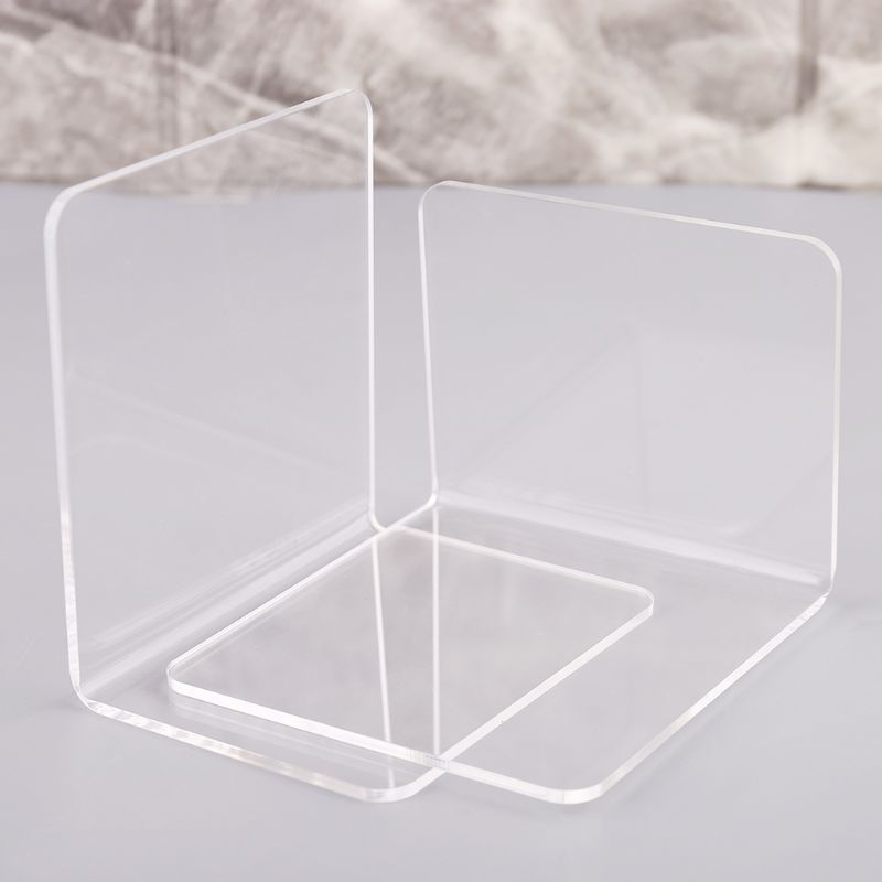 2Pcs Clear Acrylic Bookends L-shaped Desk Organizer Desktop Book Holder School Stationery Office Accessories Dropship