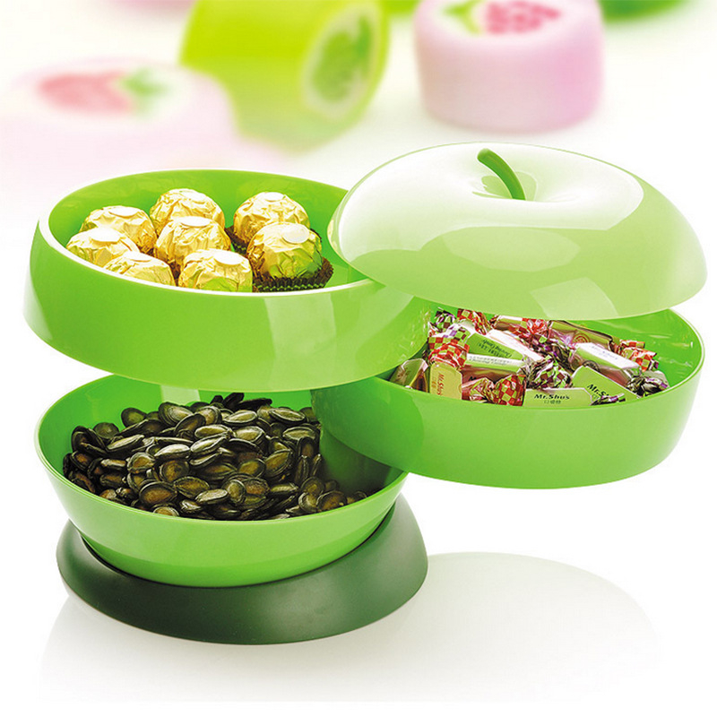 Apple Design Rotary Storage Box Snack Candy Box Jewelry Organizer Cosmetic Solid Fruit Storage Box Box Plastic Tray