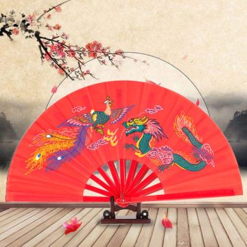 Chinese Kung Fu Fan Tai Chi Martial Arts Dragon Phoenix Folding Fan Plastic Handheld Fans Art Dance Gift 5 Colors