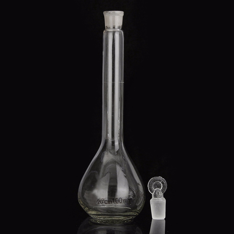 Modern 100mL Transparent Lab Borosilicate Glass Volumetric Flask with Stopper Office Laboratory Chemistry Clear Glassware Supply