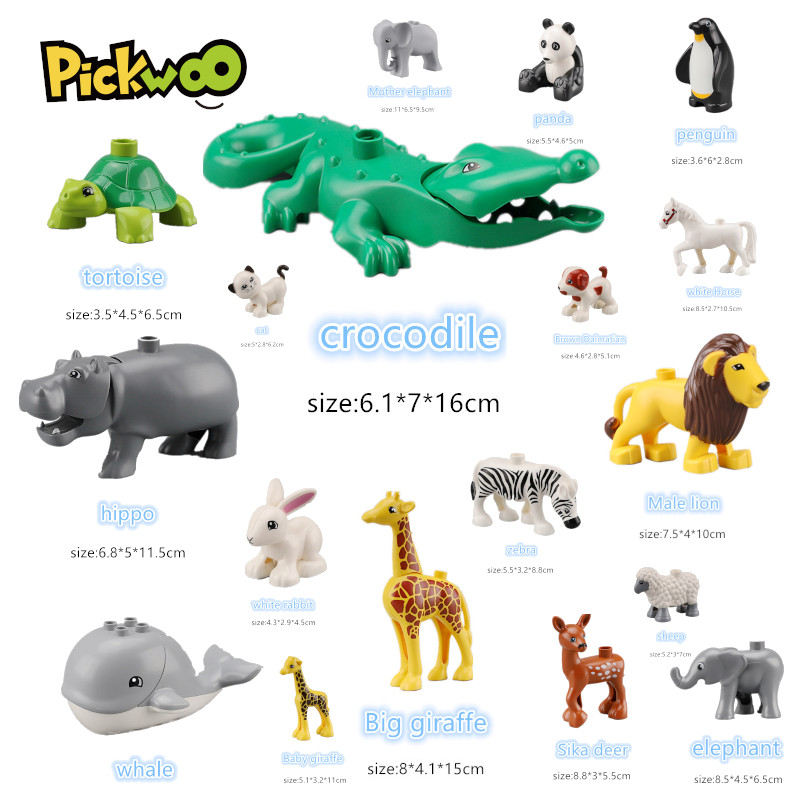 Pickwoo D5 Big Size Diy Building Blocks Grassland Farm Animal Accessories Figures Compatible with Large Size Toys