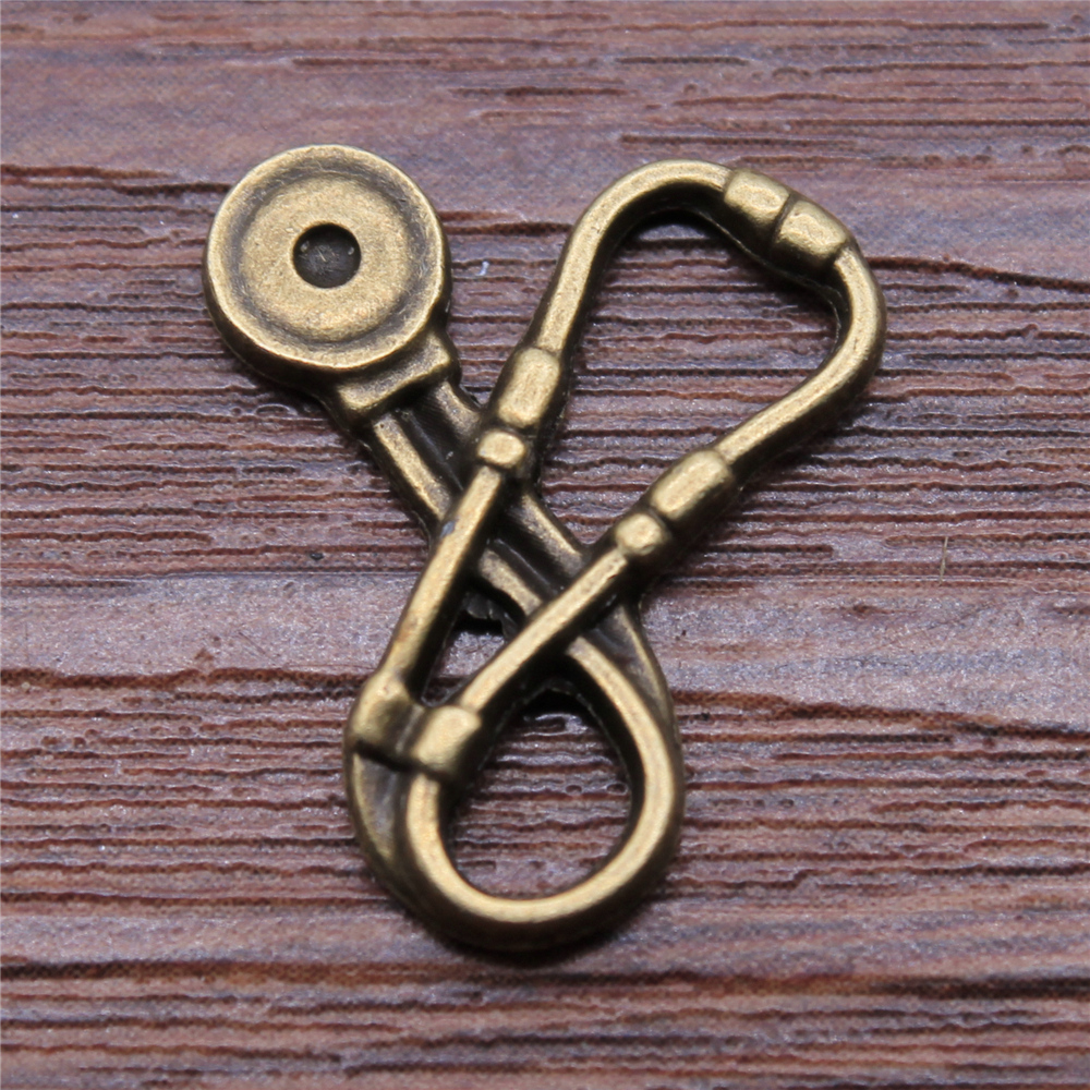 WYSIWYG 20pcs/lot Medical Stethoscope Charms For Jewelry Making 16x20mm Antique Bronze Color Jewelry Accessories