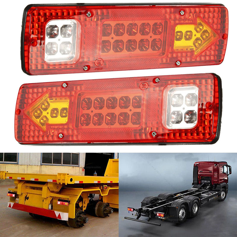 2pcs 12V 19 LED Truck Trailer Lorry Brake Stop Turn Rear Tail Light Indicator Trailer Lamp Taillight Car lights