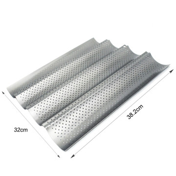 100% Food Grade Carbon Steel 4 Groove 2 Groove Wave French Bread Baking Tray For Baguette Bake Mold Pan