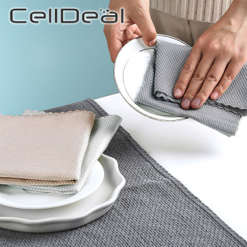 3pcs Microfiber Kitchen Towel Cleaning Cloth Anti-grease Wiping Rags Home Glass Washing Dish Kitchen Cleaning Towel Kichen Tools