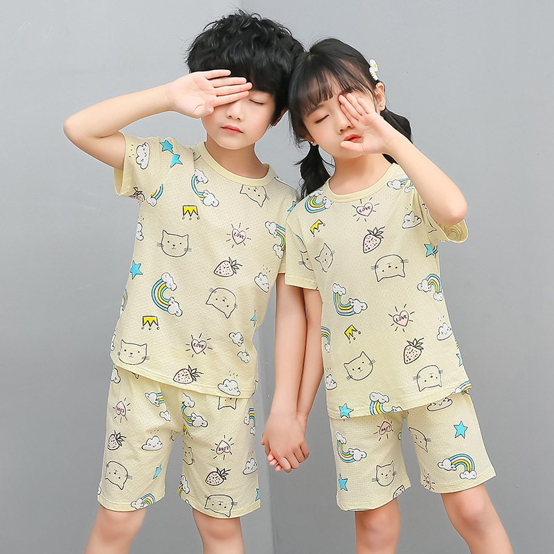 Baby Girls Clothes Sets Cotton Boys Sleepwear Suit Summer Girls Pajamas Top+shorts 2pcs Pijamas Children Mesh Soft Clothing Set