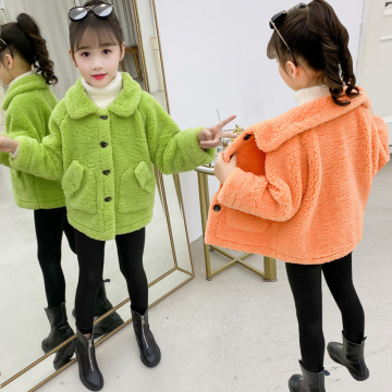 Children Outerwear Girls Jackets For Autumn Winter Turn-Down Collar Warm Short Coats Girls Cardigan Coat Casual Kids Clothes