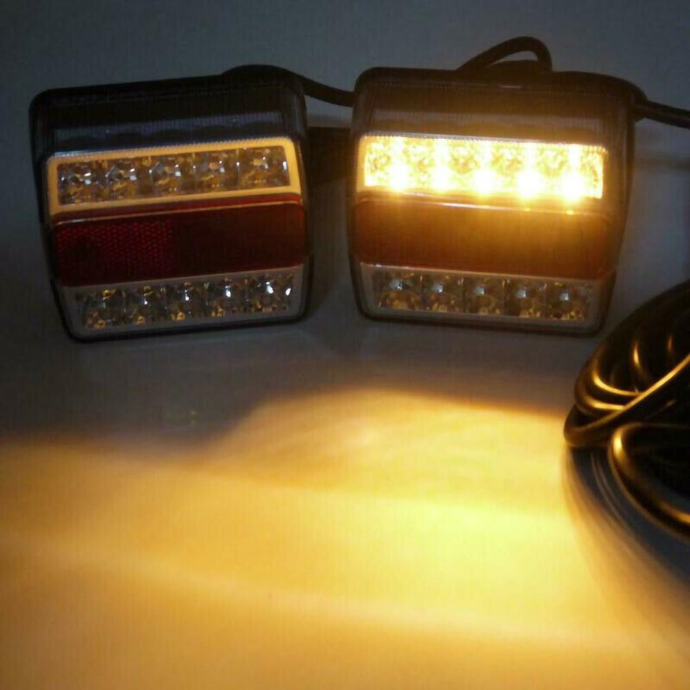2Pcs Rear LED Submersible Trailer Tail Lights Kit 12V 15LED Boat Marker Truck Waterproof Lamps Universal for Campers Taillights