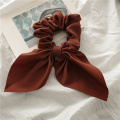Red Blue Black Hair Ribbons Silk Hair Rope Women Fashion Scrunchies Rabbit Ears Knotted Hair Rope Bow Ponytail Holder Hair Ring