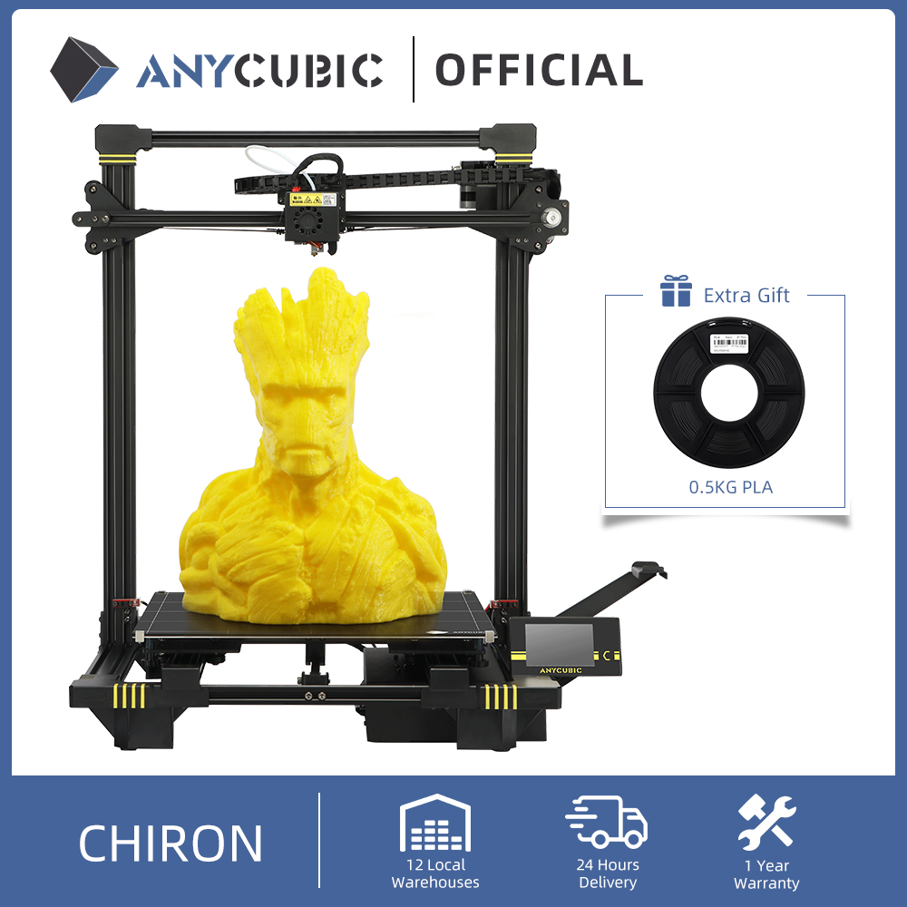 ANYCUBIC Chiron New 3D Printer kit Plus Size Large Ultrabase Extruder Screen Dual Z Axisolor Updated Impresora 3d Drucker