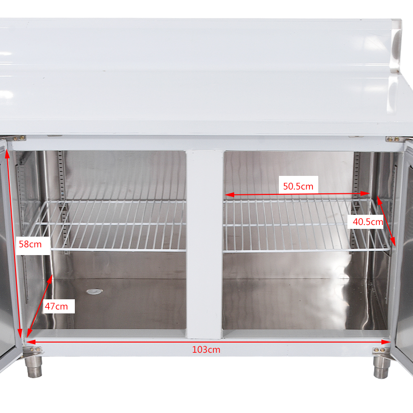 250L Kitchen Stainless Steel Under-Counter Refrigerator Wardrobe Work Plan Commercial Refrigerator Freezer 1.5 M Leng