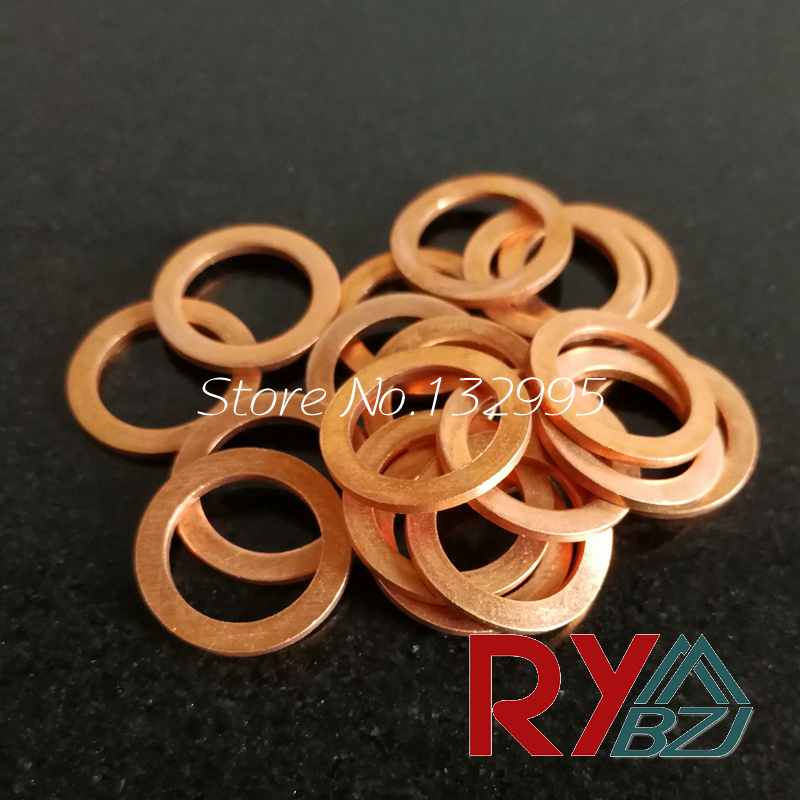 Copper Flat Washer M16 Seal Gasket inner diameter 16mm Sealing Ring Thin Sheet T3 Red copper washer