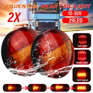 2Pcs 12V 24V Led Car Truck Tail Light Taillight Rear Brake Light Signal Lamp Indicator 4 Function for Trailer Lorry Bus