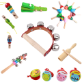 2020 Toddlers Wooden Baby Rattle Toy Musical Instruments Music Wooden Handbell Toys Baby Colorful Music Sounding Toy