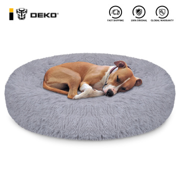 DEKO Pet Dog Bed Super Soft Kennel Round Fluffy Cat House Warm Comfortable Sleeping Cushion Mat Sofa Washable Puppy Plush