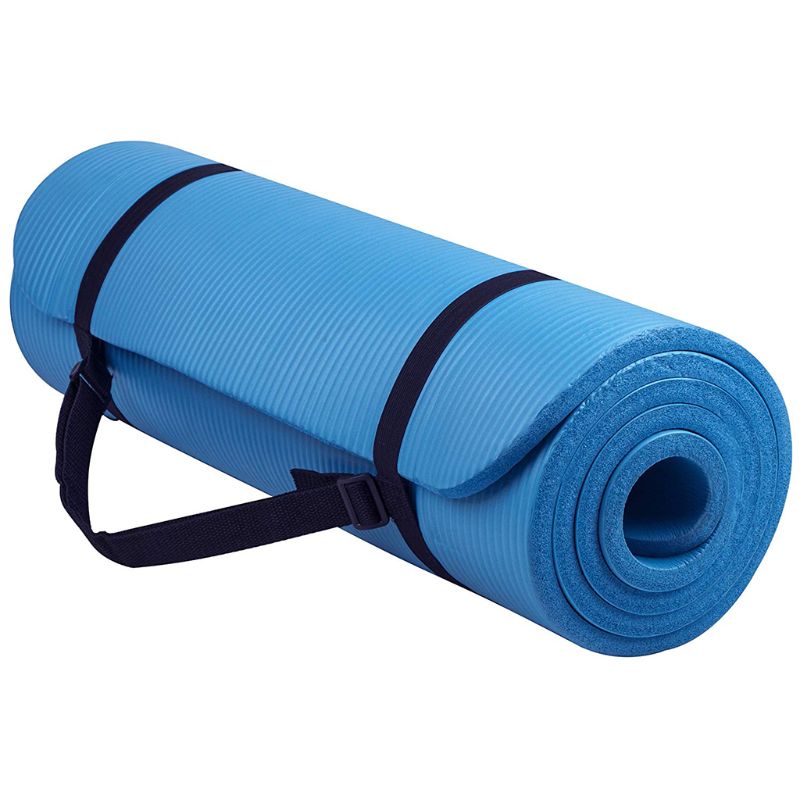 1Pc Yoga Mat Extra Thick 1cm Pilates Fitness Cushion Non Slip Exercise Pad High Density Balance Yoga Supplies Indoor with Strap