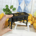 1/12 Dollhouse Miniature Accessories Mini Wooden Black Desk Simulation Table Furniture Toys for Doll House Decoration ob11