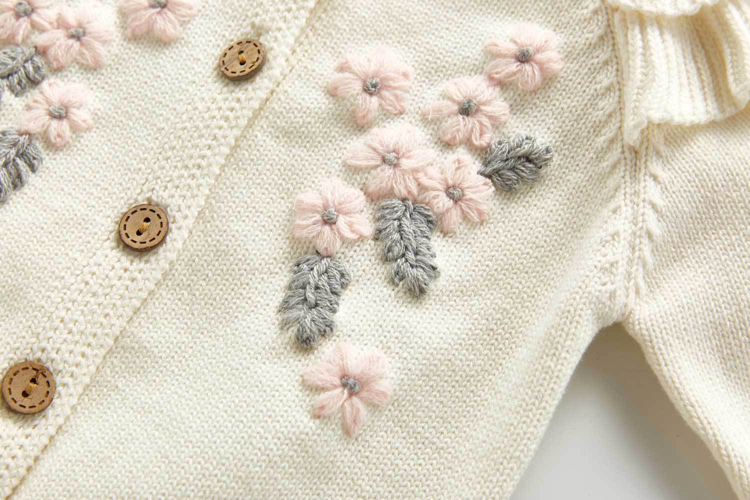 Baby Sweater Flower Embroidery Newborn Girls Sweaters Cardigans Autumn Toddler Boys Knitwear Jackets Winter Children Knit Tops