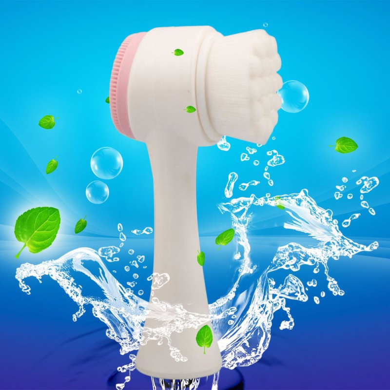Double Side Silicone Facial Cleanser Wash Brush Soft Mild Fiber Face Cleaning Portable Size Face Massage Washing Skin TSLM1
