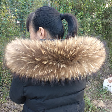 100% real raccoon fur scarf winter hood fur decor shawl multicolor natural fur scarf winter coat fur collar