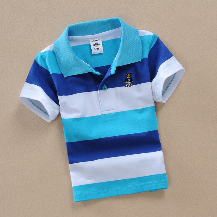 Children's clothing boys and girls striped POLO shirts kids short sleeve t-shirts cotton round neck T-shirts 0-16 years old